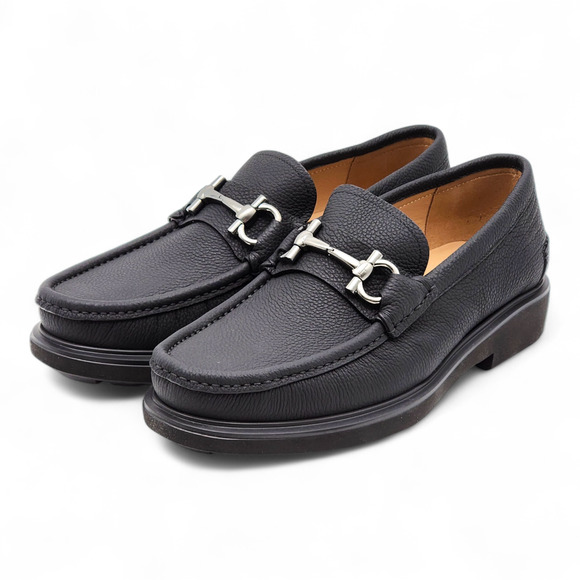 Salvatore Ferragamo Glasgow Calfskin Leather Loafers 7.5 EE US 8.5 Black $950 main image 4